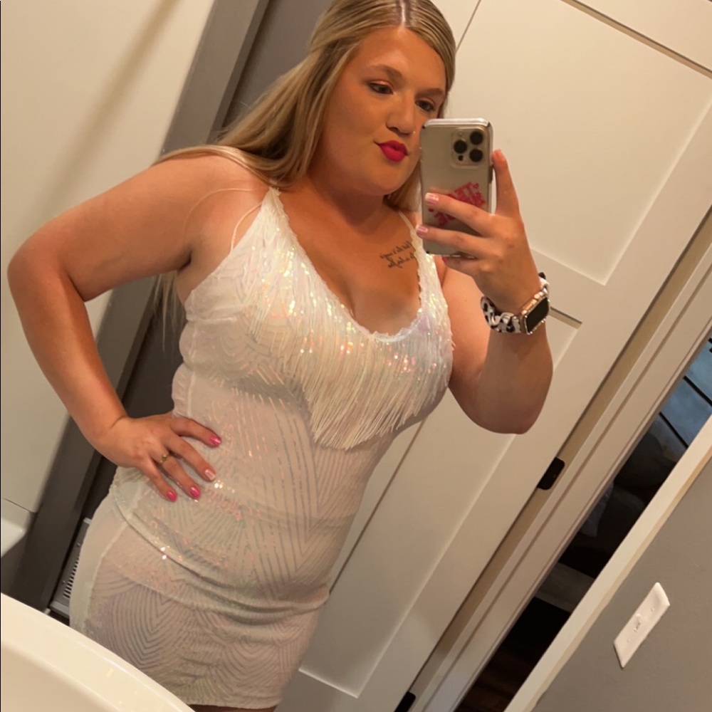 White sequin dress